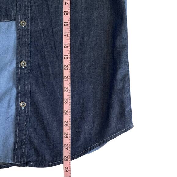 Via Penny Lane Reworked Apparel | TLC Graphic Upcycled Chambray Button Up Shirt - Picture 6 of 10